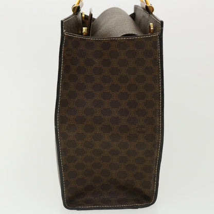 Celine Macadam Canvas Hand Bag PVC Leather Brown  am3558