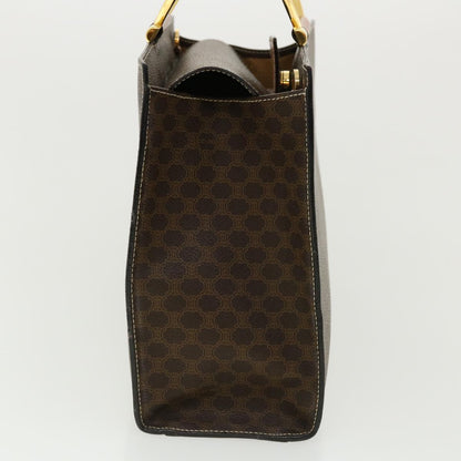 Celine Macadam Canvas Hand Bag PVC Leather Brown  am3558
