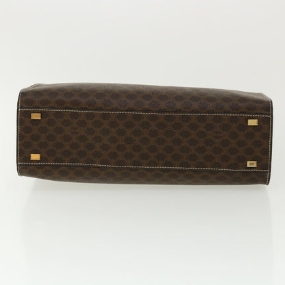 Celine Macadam Canvas Hand Bag PVC Leather Brown  am3558