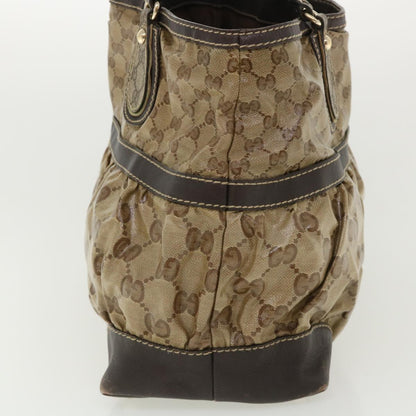 GUCCI GG Canvas Tote Bag Coated Canvas Beige Dark Brown  am3623