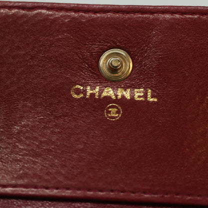 CHANEL Wallet Caviar Skin Red CC Auth am3885