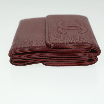 Chanel Wallet Caviar Skin Red CC  am3885