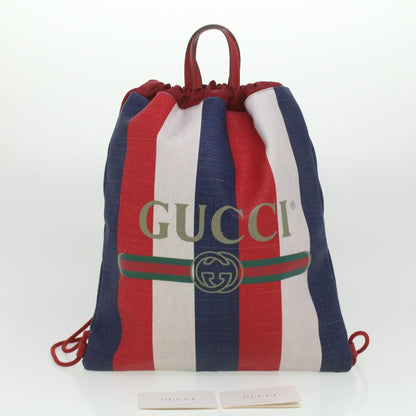 GUCCI Web Sherry Line Backpack Canvas Tricolor Red Blue Green 473872  am3970