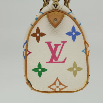 Louis Vuitton Monogram Multicolor Mini Speedy Hand Bag White M92645 Auth am3975
