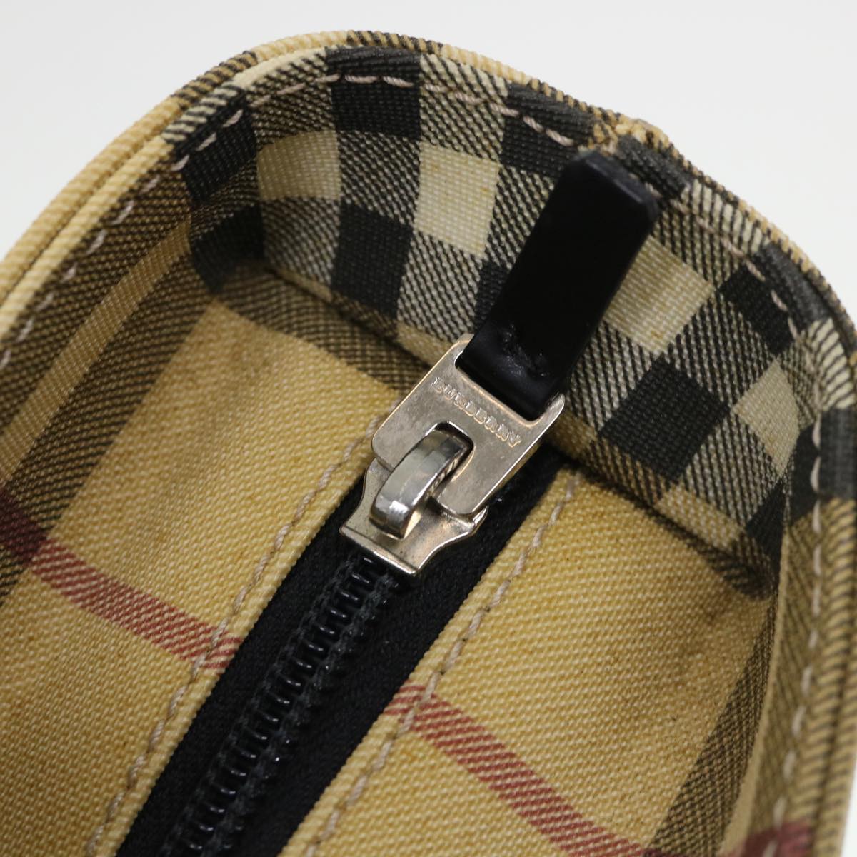 Burberry Nova Check Hand Bag Nylon Beige Auth am4079