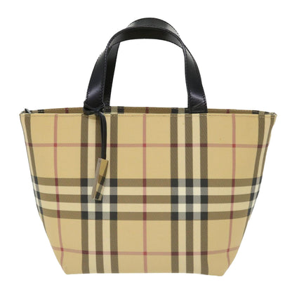 Burberry Nova Check Hand Bag Nylon Beige Auth am4079
