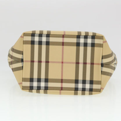 Burberry Nova Check Hand Bag Nylon Beige Auth am4079