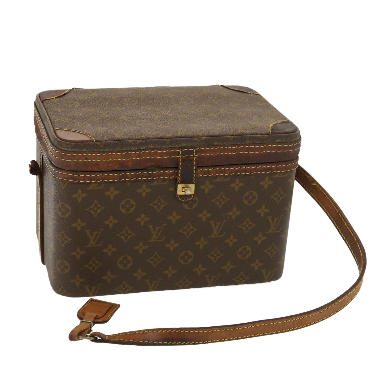 LOUIS VUITTON Monogram Train Case Cosmetic Pouch M23820 No.198 LV am4104