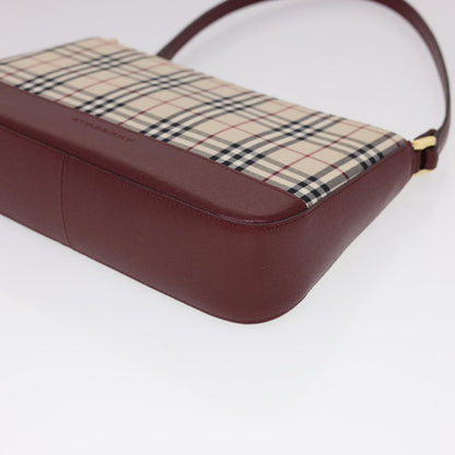 Burberry Nova Check Shoulder Bag Nylon Beige Auth am4151