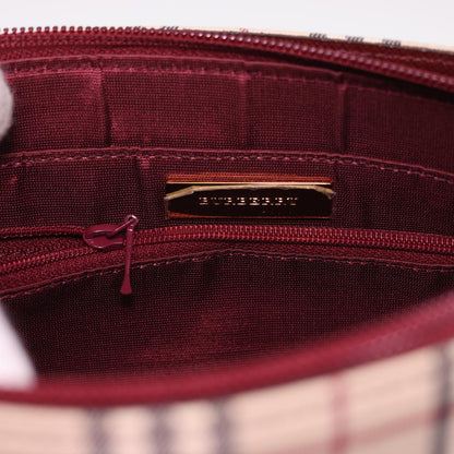 Burberry Nova Check Shoulder Bag Nylon Beige Auth am4151