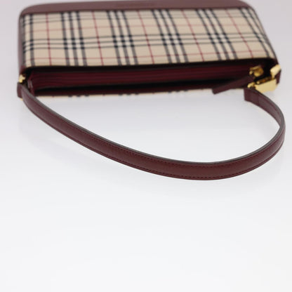 Burberry Nova Check Shoulder Bag Nylon Beige Auth am4151
