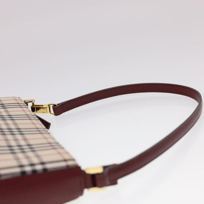 Burberry Nova Check Shoulder Bag Nylon Beige Auth am4151