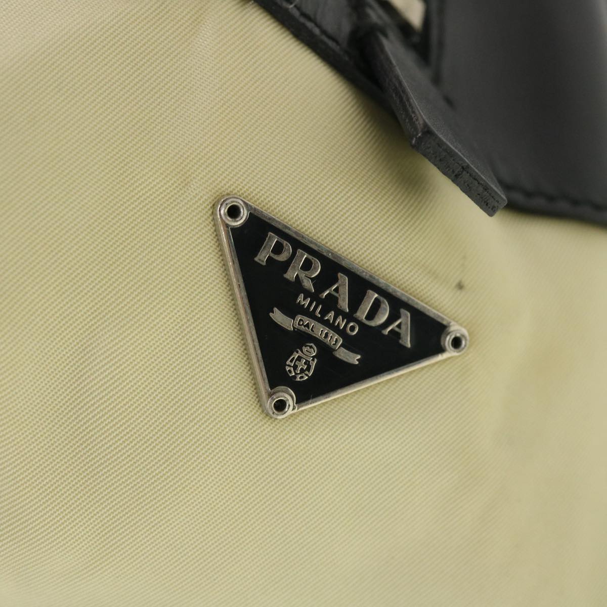 Prada Hand Bag Nylon Black Beige  am4158