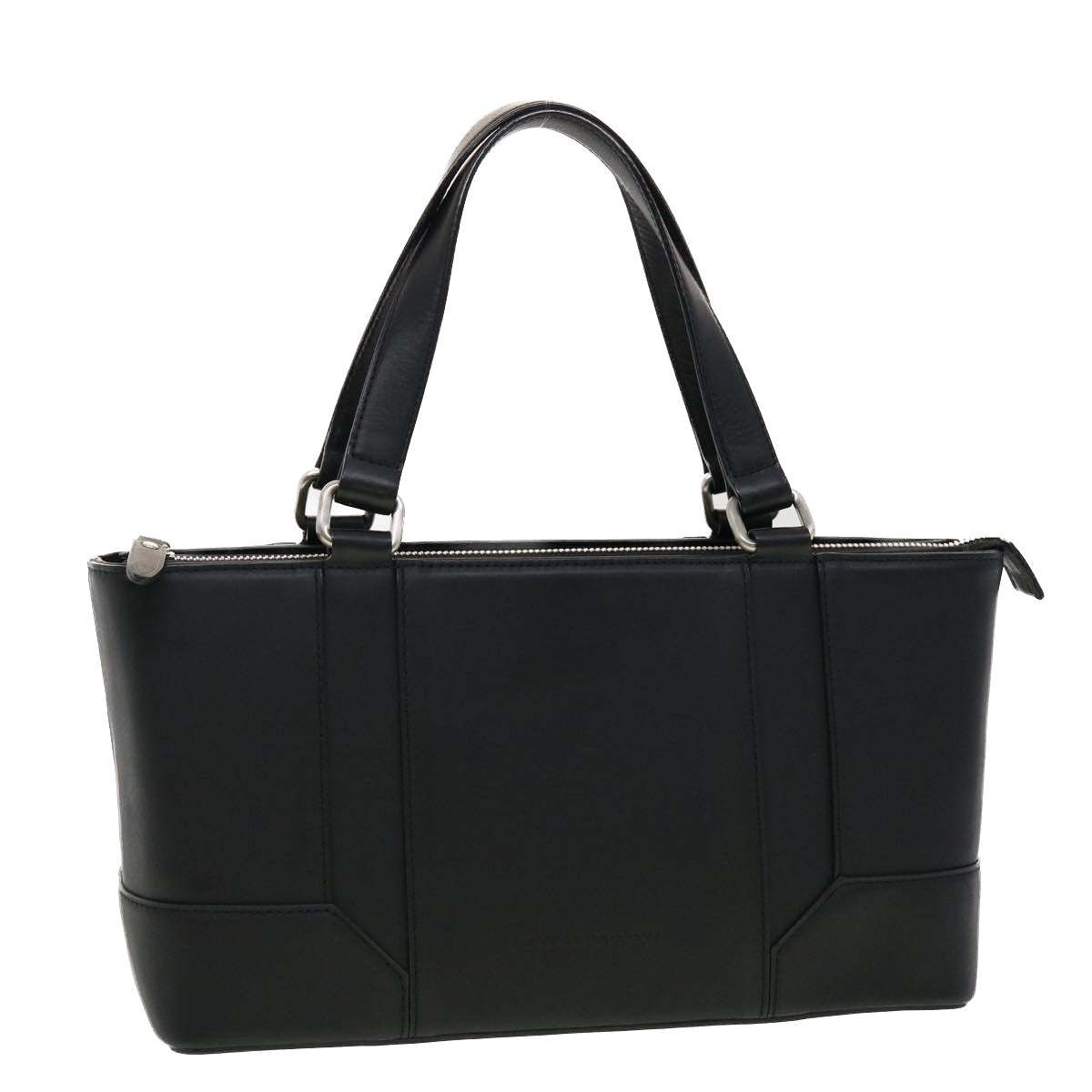 Burberry Hand Bag Leather Black Auth am4194