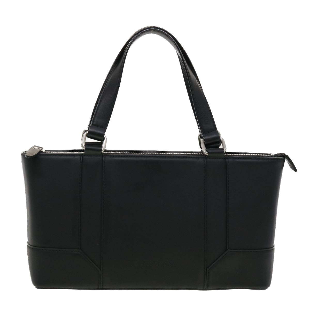 Burberry Hand Bag Leather Black Auth am4194