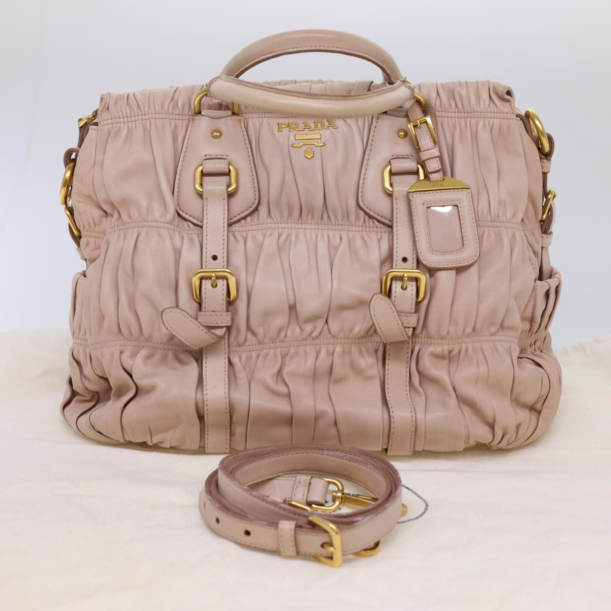 Prada Hand Bag Leather 2way Pink  am4199