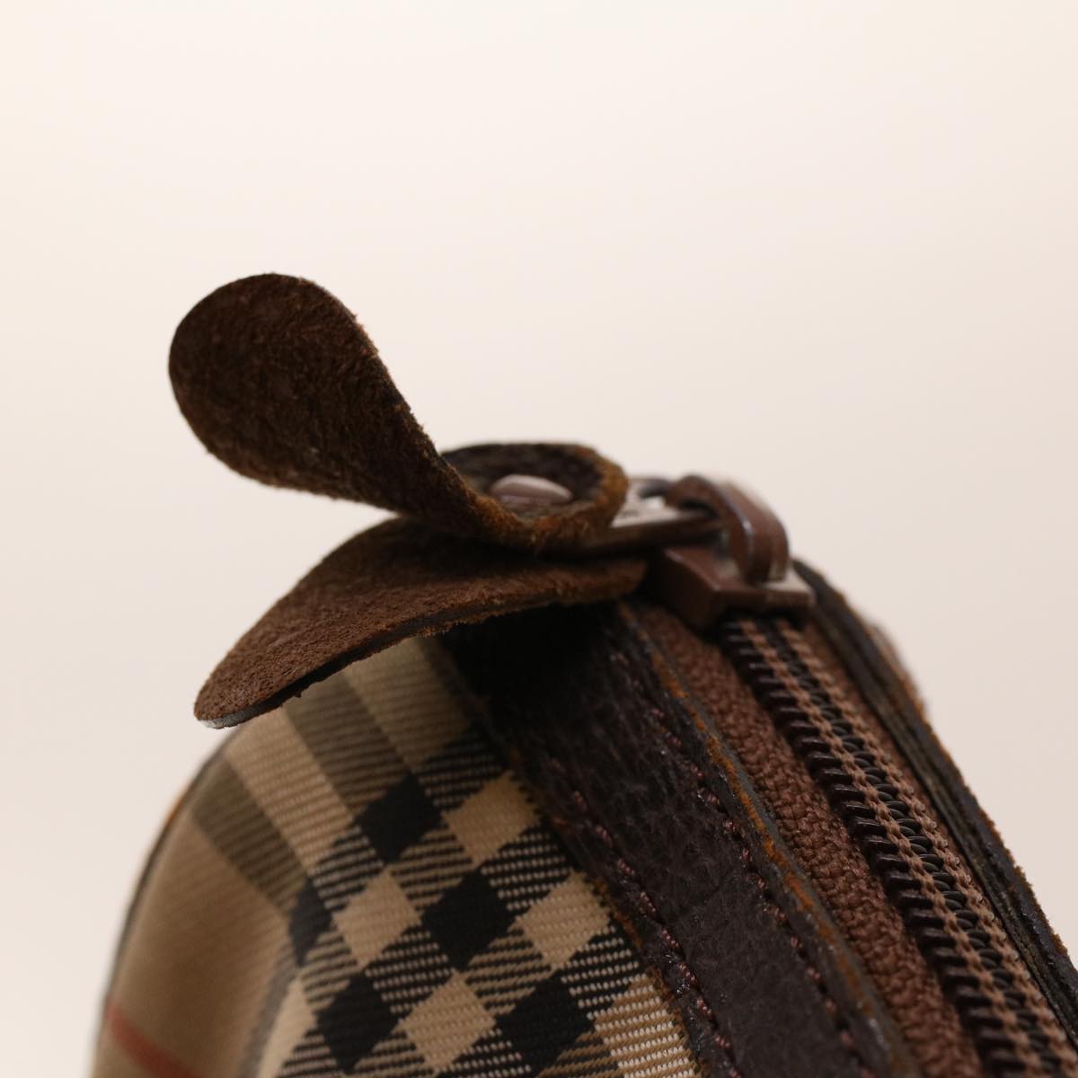 BurberrySs Nova Check Clutch Bag Nylon Beige Auth am4307