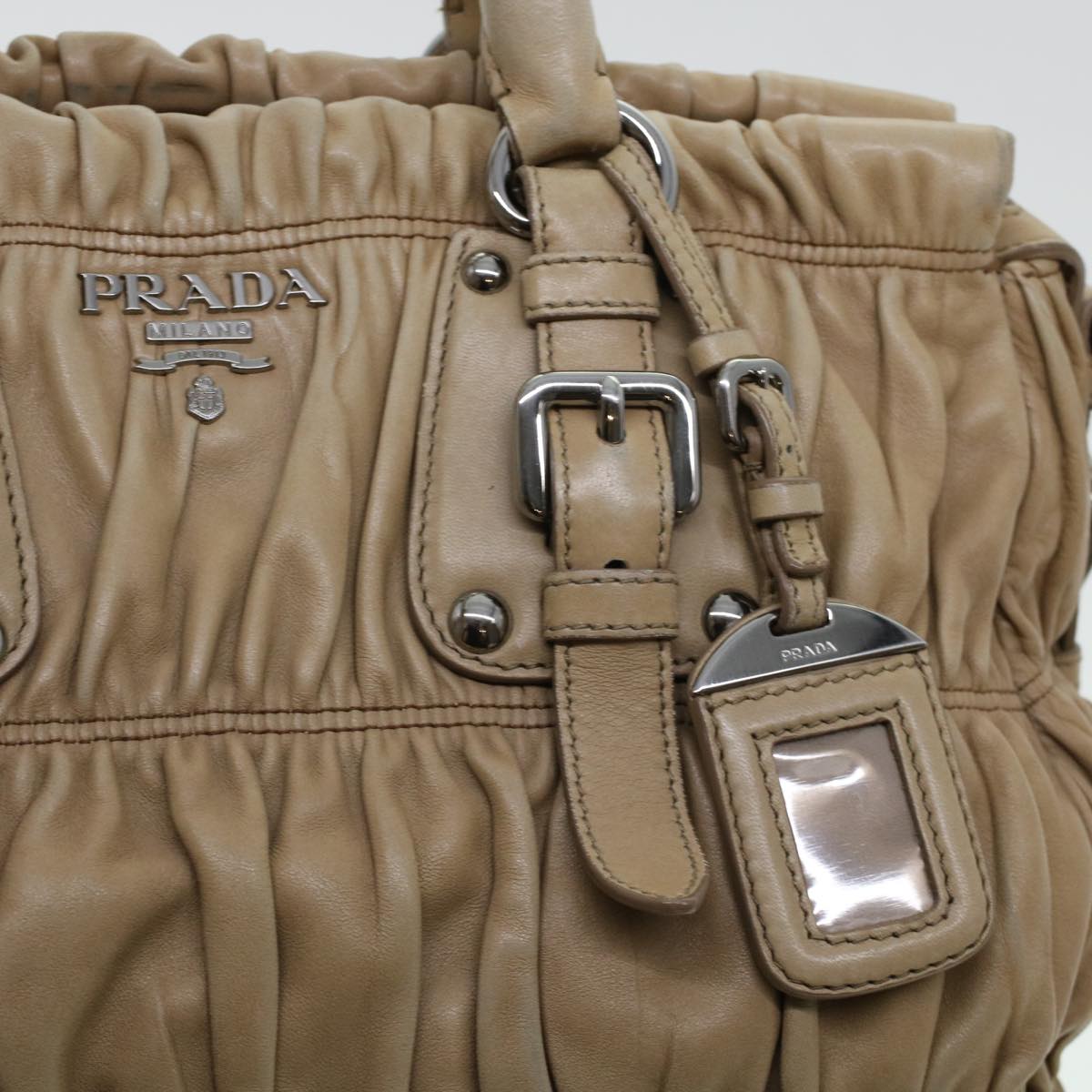 Prada Shoulder Bag Leather 2way Beige  am4393