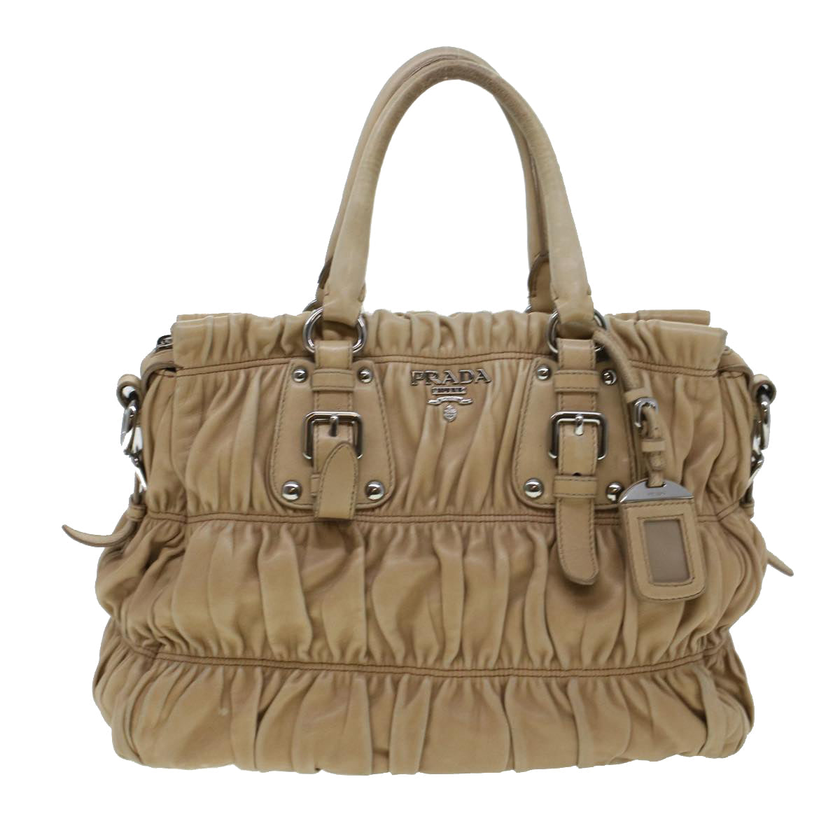 Prada Shoulder Bag Leather 2way Beige  am4393