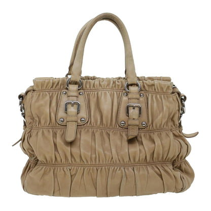 Prada Shoulder Bag Leather 2way Beige  am4393