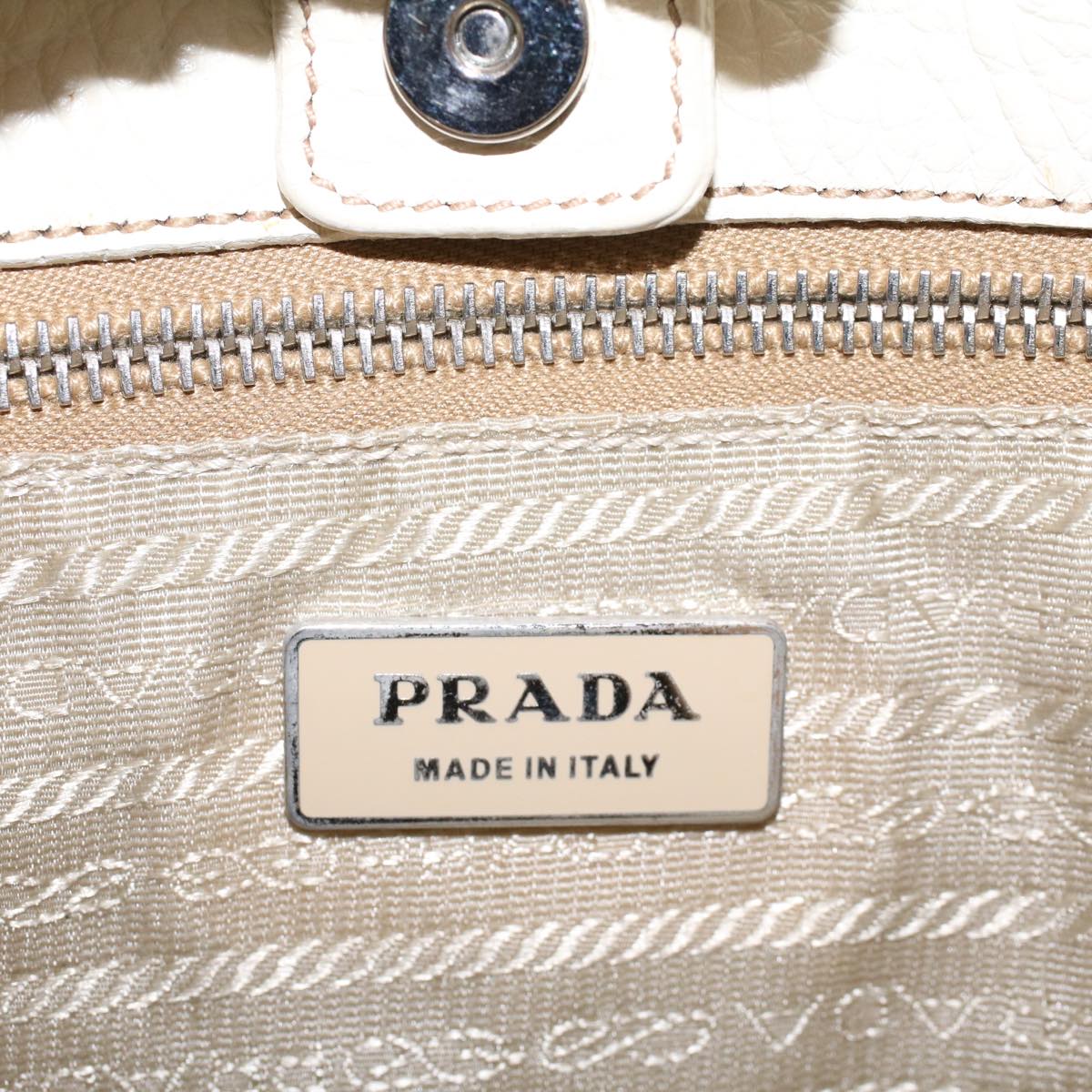 Prada Shoulder Bag Leather White  am4394