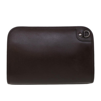 Burberry Clutch Bag Leather Brown Auth am4416