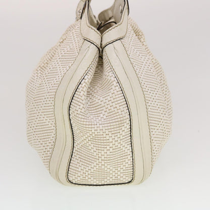 GUCCI Diamante GG Canvas Hand Bag Leather White 211944  am4493