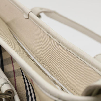 Burberry Nova Check Shoulder Bag Nylon Leather Beige Auth am4592