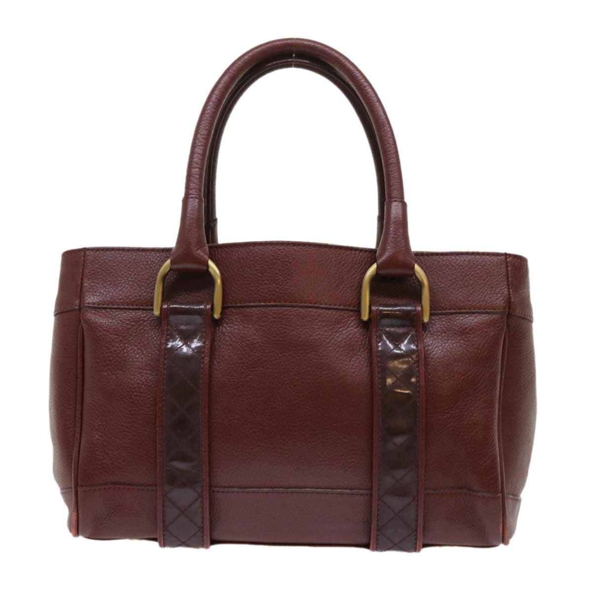 Burberry Hand Bag Leather Red Auth am4670