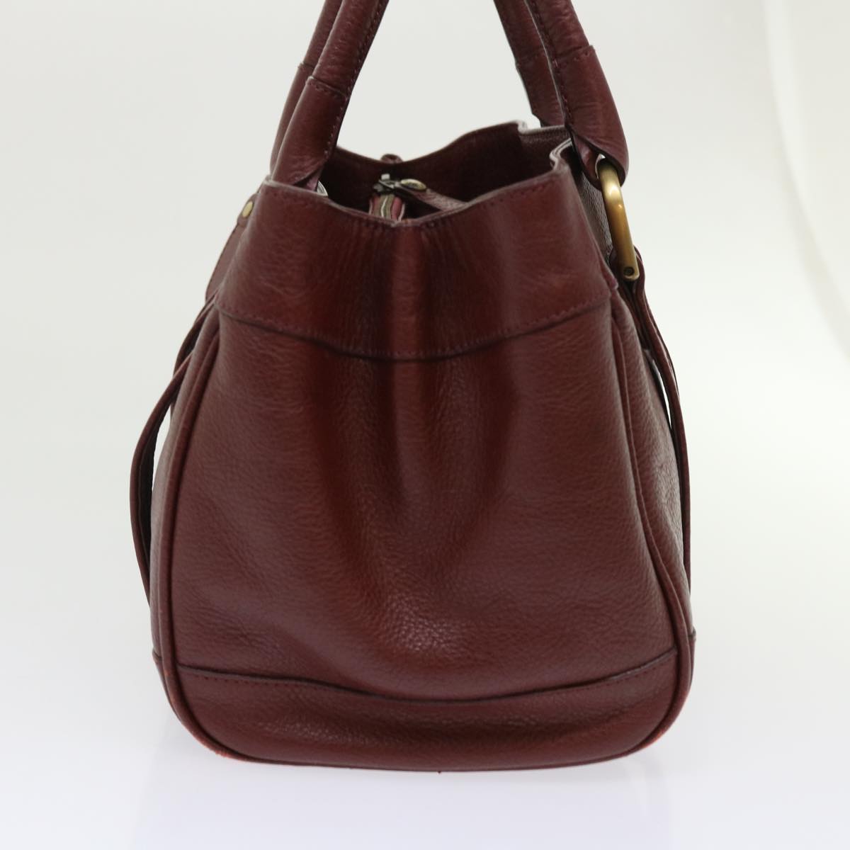 Burberry Hand Bag Leather Red Auth am4670