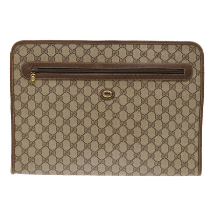 GUCCI GG Canvas Clutch Bag PVC Leather Beige 89.20.004  am4697