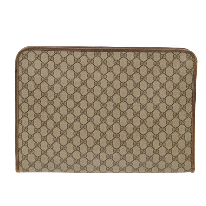 GUCCI GG Canvas Clutch Bag PVC Leather Beige 89.20.004  am4697