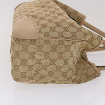 GUCCI GG Canvas Tote Bag Leather Beige 163805  am4729