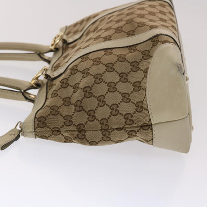 GUCCI GG Canvas Tote Bag Leather Beige 257069  am4730