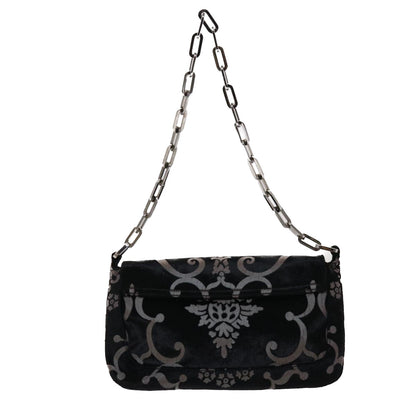 GUCCI Chain Shoulder Bag Velor Black 0013829  am4747