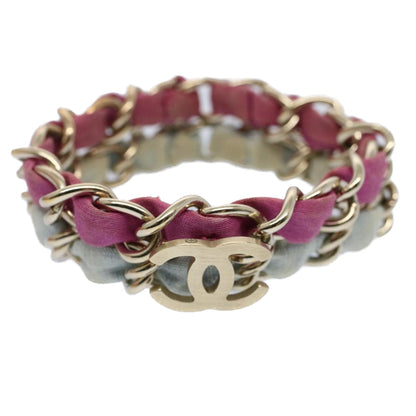 Chanel COCO Mark Chain Bracelet metal Blue Purple Silver CC Auth am
