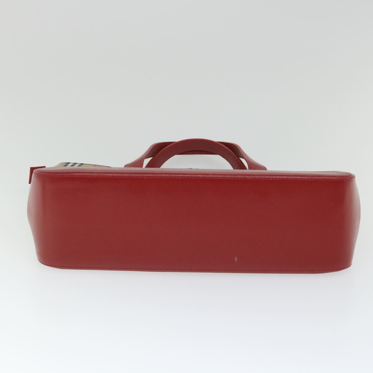 Burberry Nova Check Hand Bag Nylon Canvas Beige Red Auth am5133