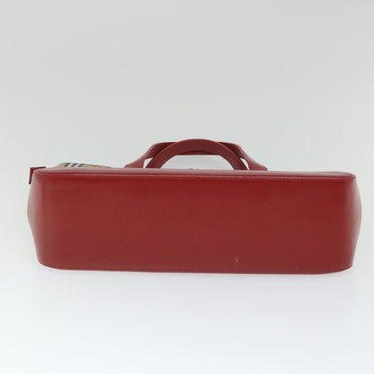 Burberry Nova Check Hand Bag Nylon Canvas Beige Red Auth am5133