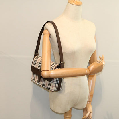 Burberry Nova Check Shoulder Bag Nylon Canvas Beige Auth am5185