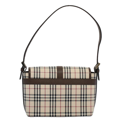 BURBERRY Nova Check Shoulder Bag Nylon Canvas Beige Auth Am5185