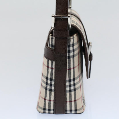 Burberry Nova Check Shoulder Bag Nylon Canvas Beige Auth am5185