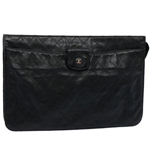 Chanel Bicolole Briefcase Lamb Skin Black CC Auth am