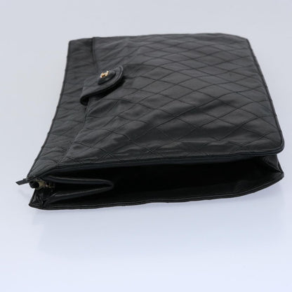 Chanel Bicolole Briefcase Lamb Skin Black CC Auth am