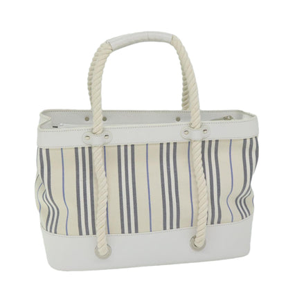 Burberry Hand Bag Canvas Beige Auth am5443