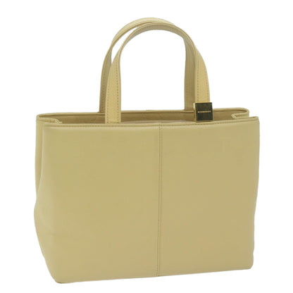 Burberry Hand Bag Leather Beige Auth am5741