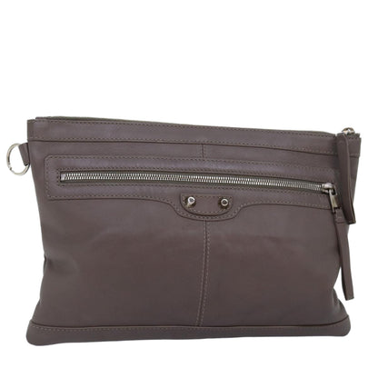 Balenciaga Clutch Bag Leather Gray 273022 Auth am6190