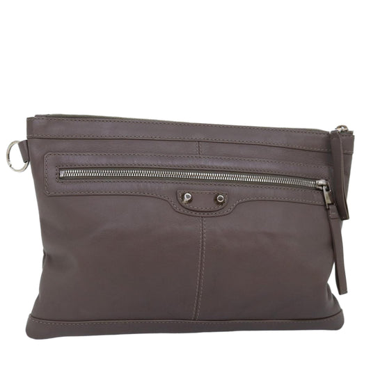Balenciaga Clutch Bag Leather Gray 273022 Auth am6190
