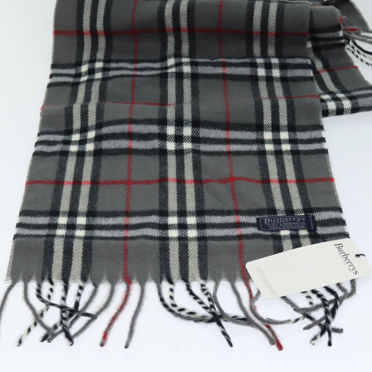 BURBERRYSs Nova Check Scarf Wool Gray Auth am6330