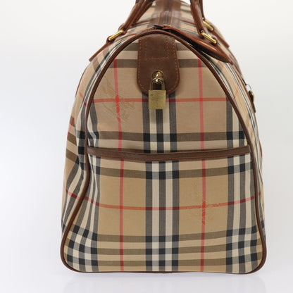 BURBERRYSs Nova Check Boston Bag Canvas Beige Auth am6446