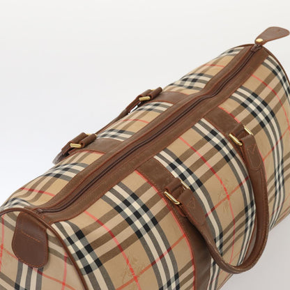 BURBERRYSs Nova Check Boston Bag Canvas Beige Auth am6446